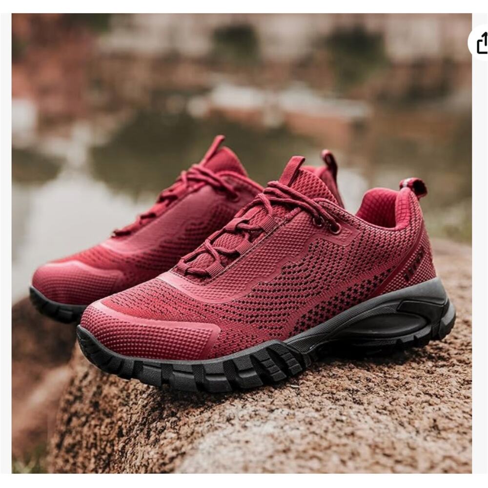 ULOGU Women's Waterproof Hiking Shoes NEW Red Sneakers Size 6.5 36.5 Lightweight